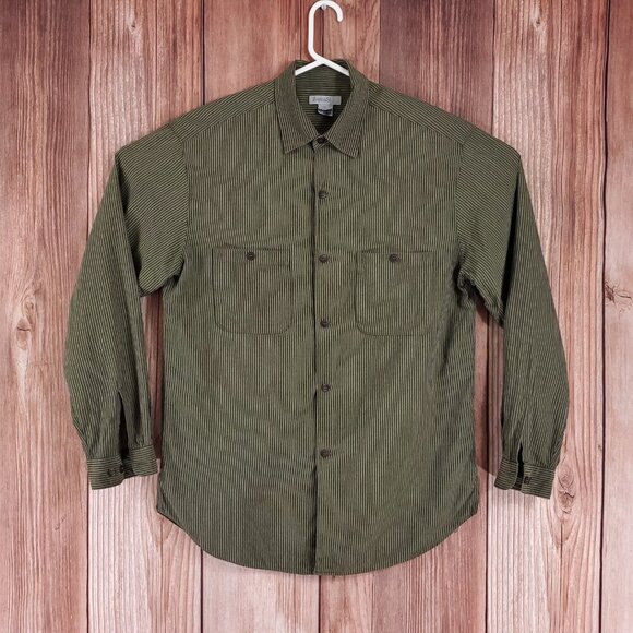 Zegna Sport Mens Medium Double Pockets Striped LS Button Up Shirt Made in Italy - Picture 1 of 14